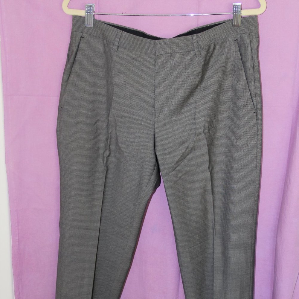 HUGO BOSS Men's Suit Pants, 34 Regular, Gray Pinstripe